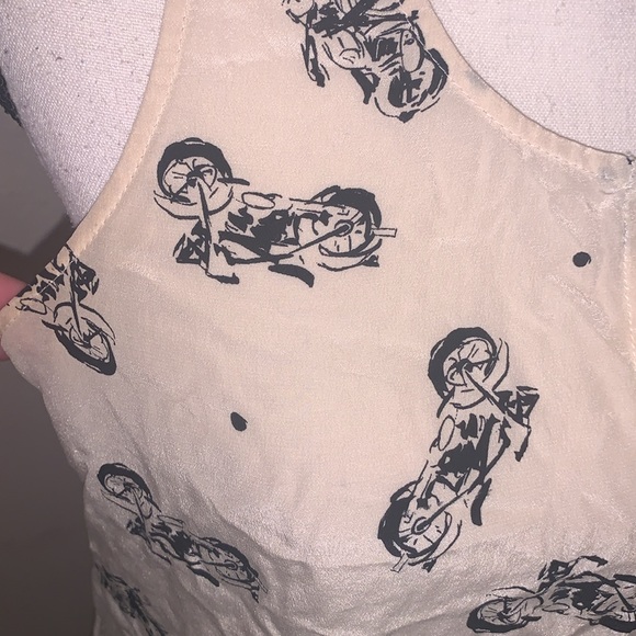 Lucky Brand Motorcycle Print Silk Tank Top Blouse - Picture 4 of 8